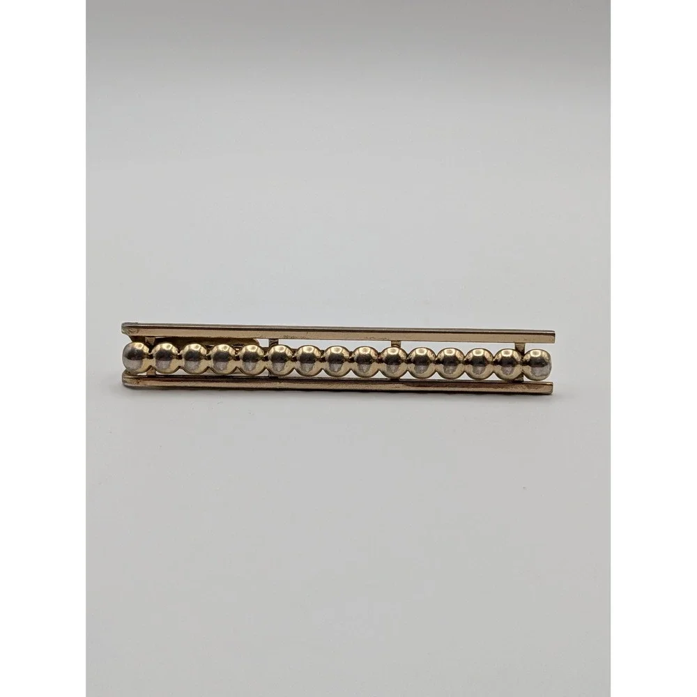 Vintage Hickok Gold Tone Ball Bead Tie Bar Clip USA Mid Century Modern 2.75